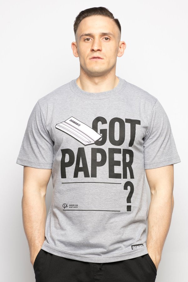 T-shirt Diamante Wear Got Paper? szary