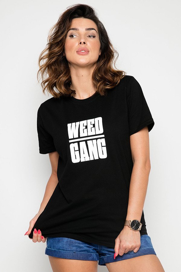 T-shirt Diamante Wear Weed Gang czarny