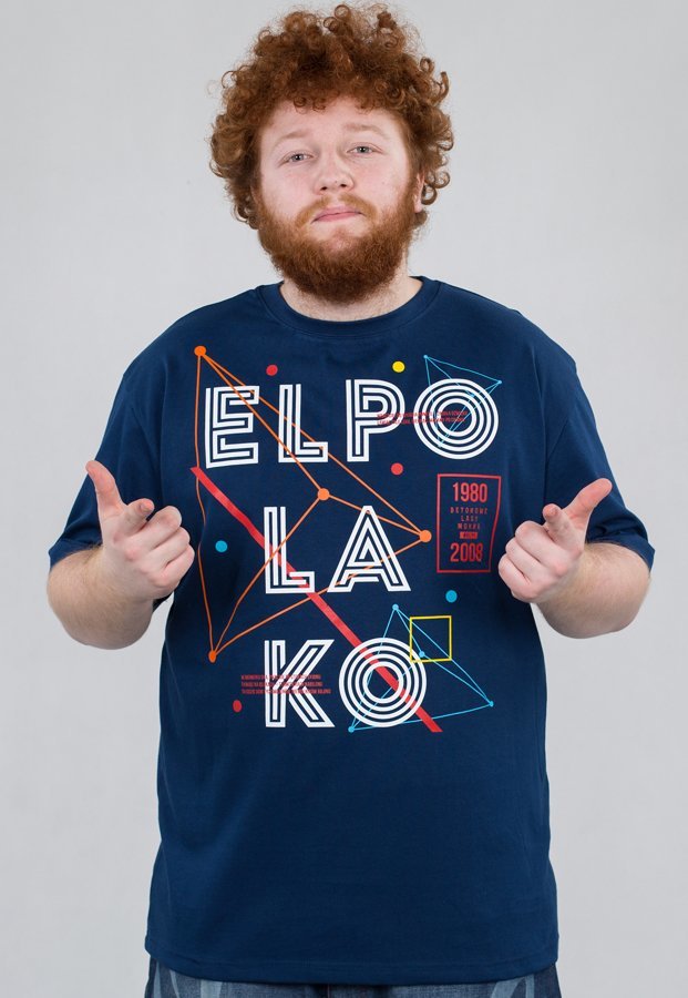 T-shirt El Polako Geo Elpo granatowy