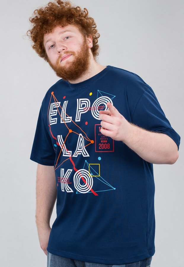 T-shirt El Polako Geo Elpo granatowy