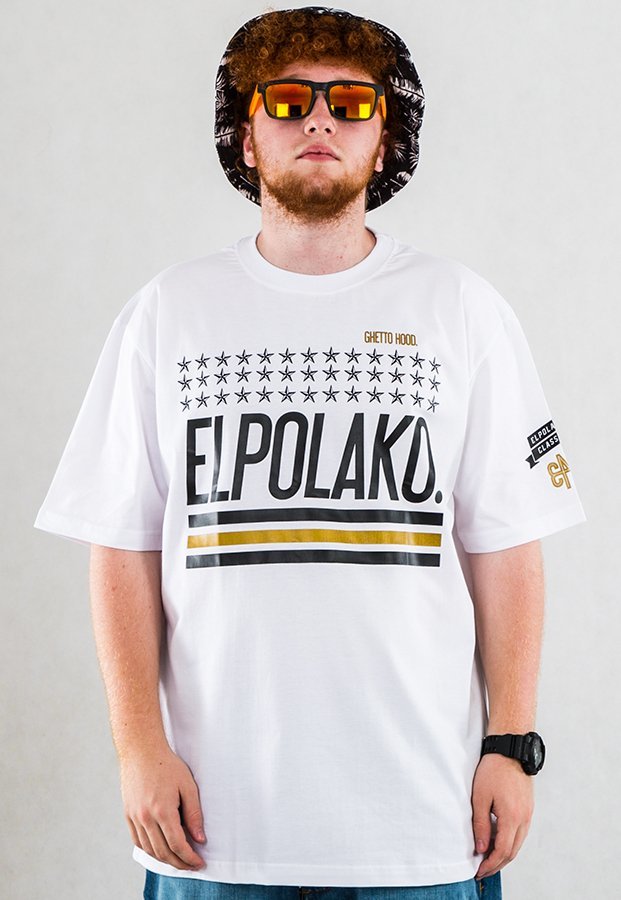 T-shirt El Polako Stars Ghetto Hood biały