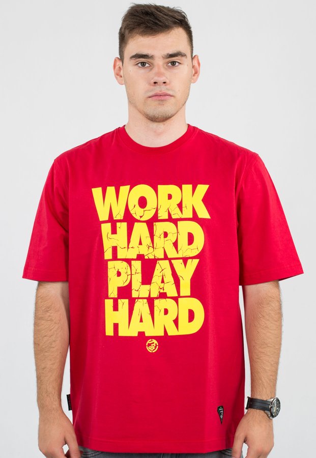 T-shirt Grube Lolo Work Hard czerwony