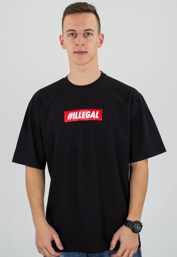 T-shirt Illegal Odcisk czarny