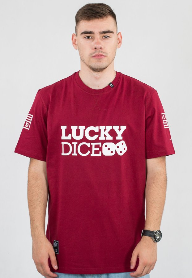 T-shirt Lucky Dice Seven bordowy