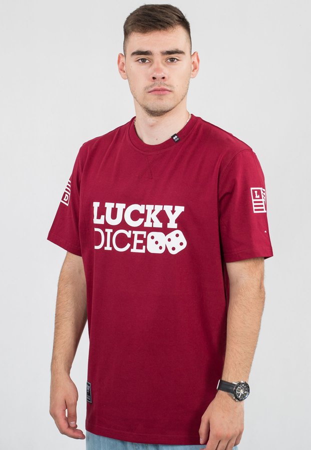 T-shirt Lucky Dice Seven bordowy