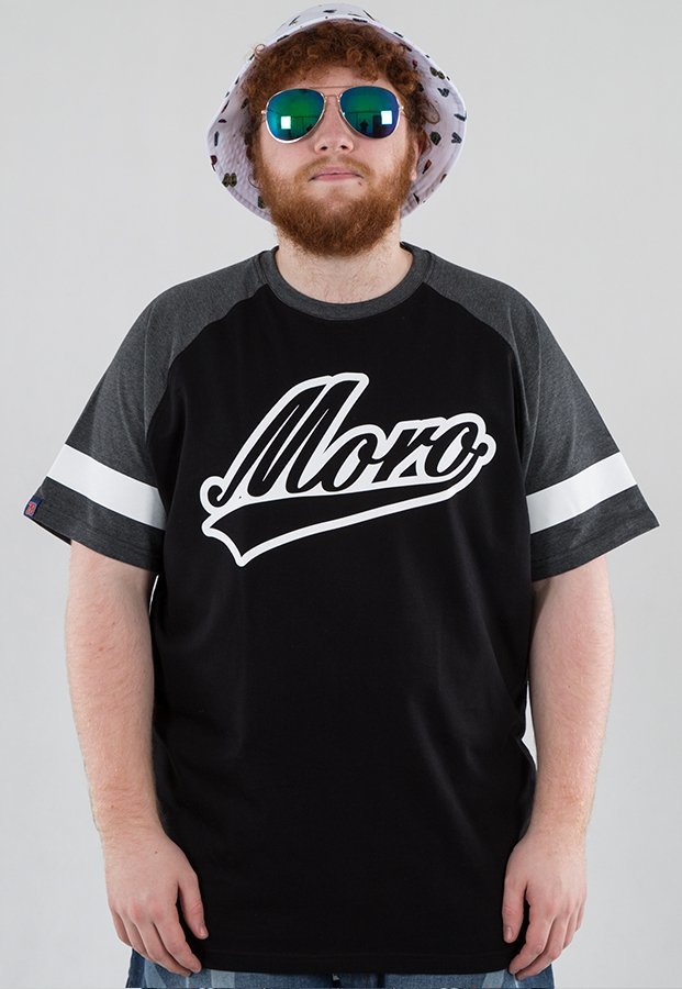 T-shirt Moro Sport Stripe Baseball czarno grafitowy