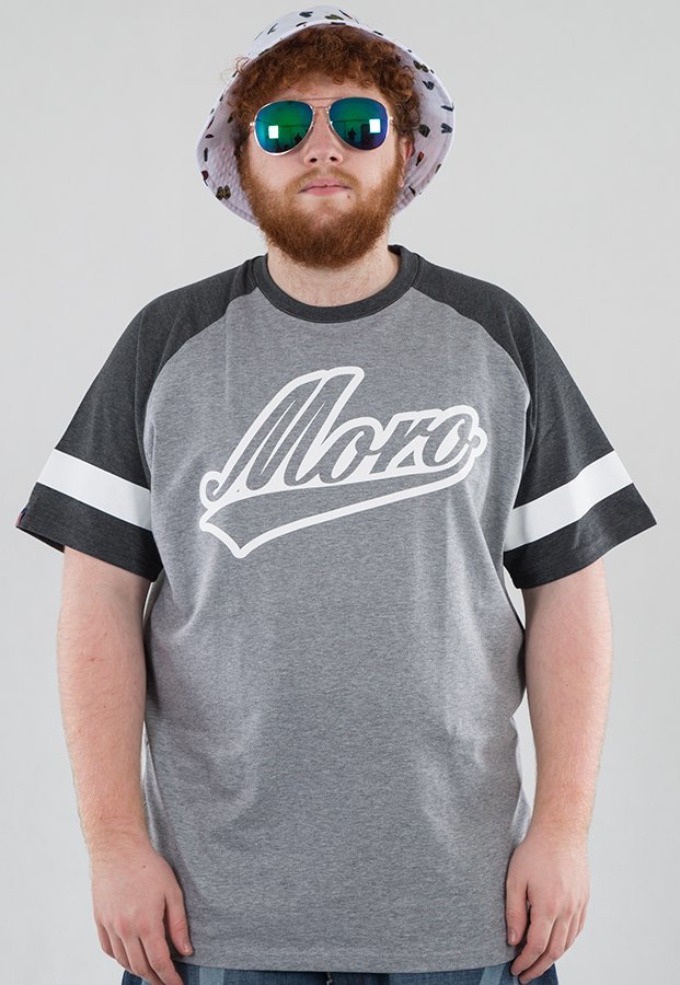 T-shirt Moro Sport Stripe Baseball szaro grafitowy