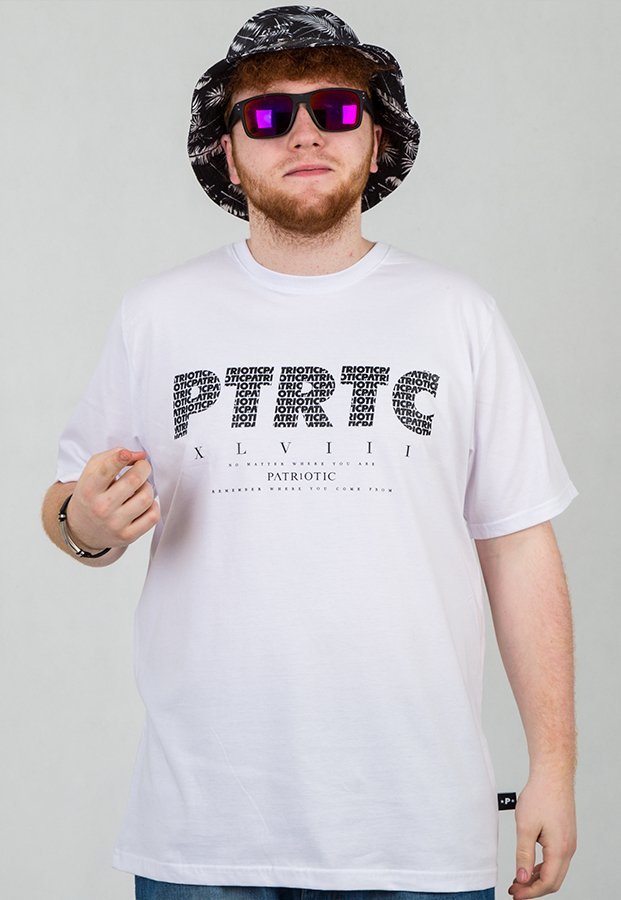 T-shirt Patriotic PtRtC Fonts biały