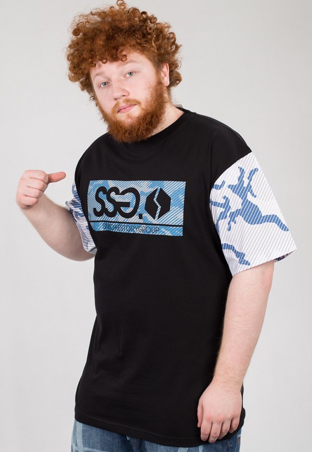 T-shirt SSG Moro Sleeves czarny moro niebieske
